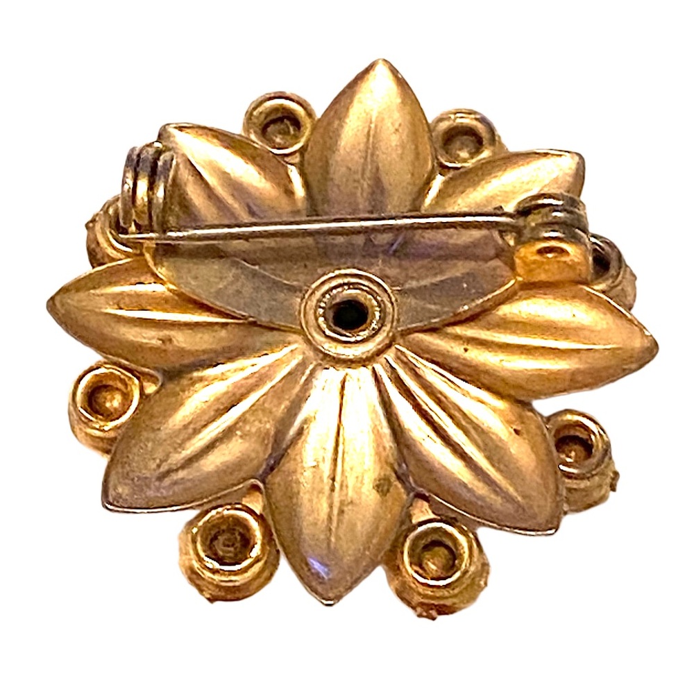 Vintage Rose Guilloche Enamel Brooch Gold - Picture 3 of 4